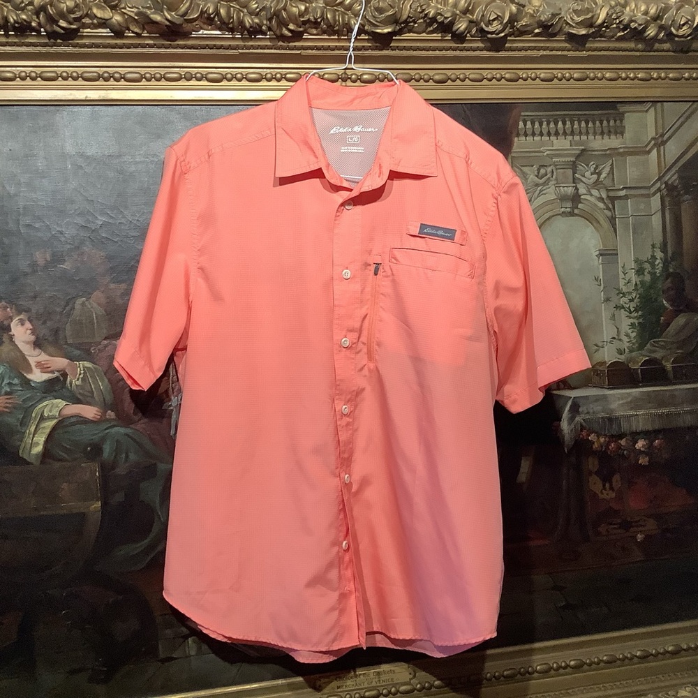 Eddie Bauer Coral Performance Fishing/Outdoors SS shirt Sz L